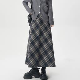 Soft Plaid A-Line Madi Skirt with Elastic Waist 2025 Autumn Winter Women's High Waist Flared Skirts, Comfort Stretchable