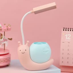 Multi-Functional LED Desk Lamp Student Learning with Pen Holder Night Light Snail Shape USB Rechargeable Bendable Cute Kids Lamp