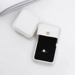 Wire-drawing PU Leather Crown Button Ring Storage Box Jewelry Packing Box Crown Buckle Ring Stud Jewelry Set Box