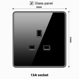 ELEGAN UK Socket Black 16A/20A/45A Full Glass Wall Switch USB type-c Tempered Crystal Panel Electrical Outlet Home Improvement
