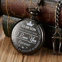 Commemorative gold circular pocket watch as my son's birthday gift Christmas pocket watch waist chain quartz pocket watch