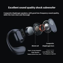 New Wireless Bone Conduction Earphones Ear Hook Bluetooth 5.4 Headphones HiFi 9D Stereo Noise Earphones Outdoor Sports