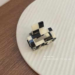 1pc Acetate Leopard Print Checkerboard Plaid Hairpin, Classic and Daily Grab Clip, Small Square High Ponytail Hair Claw