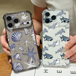 Shark Turtle Phone Case For iPhone 17e 17 Pro 16 15 Pro Max 14 13 12 Pro 11 Shockproof Soft Silicone Transparent Anti-fall Cover