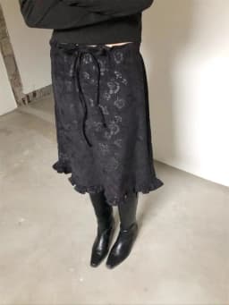 Retro Street Style Dark Rose Print Half-length A-line Skirt Versatile High-waisted Casual Floral Edged Mid-length Slimming Skirt