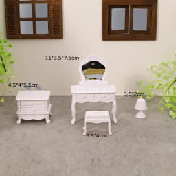 Hot 1Set 1:12 Dollhouse Mini Hair Styling Set Hair Dryer Comb Mirror Mini Furniture Bedroom Scene Pretend Play Table Miniature