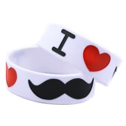 1 PC I Love Moustache Silicone Wristband 1 Inch Wide Mustache Bracelets