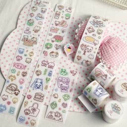 WAKAWAKA Writable Die Cut Sticker Roll Scrapbooking Sticker Hand Drawn Illustration Washi Sticker Journal Planner