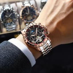 POEDAGAR Luxury Automatic Mechanical Men Watch Hollow Tourbillon Waterproof Luminous Male Clock Week Date Business Men's Watches