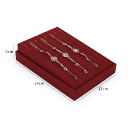 Wine Red Microfiber Jewelry Display Rack Ring Necklace Storage Organizer Jewelry Counter Display Props Earring Bracelet Holder