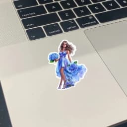 Cute Waterproof Retro Blue Embroidery Ball Girl Decorative Stickers for Journal Scrapbooking DIY Album INS Style Stationery