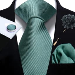 Men's Solid Necktie Cufflinks Pocket Square Lapel Pin Flower Brooch Elegant Man Wedding Shirt Accessory Set Suit Groomsmen Gifts