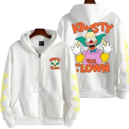 The Simpsons Krusty the Clown Men's Anime Zipper Hoodie Outdoor New Women's Sportswear Autumn/Winter Fashion Couple Cartoon Top