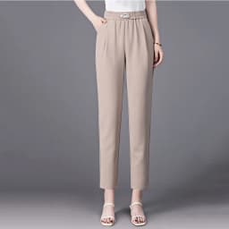 Summer Thin Solid High Waist Harun Pants Ice Nine Point Casual Loose Large Radish Trousers New Fashion Simplicity Women Clothes