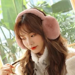 Solid Color Folding Plush Ear Warmer Fashion Winter Earmuffs Thermal Cold Protection Ear Cover Outdoor Skiing Cycling Earflap
