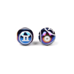 12 Zodiac Beads Charms Matte Black Onyx Constellation Beads Cylinder Pendant For DIY Making Jewelry Findings Bracelets Neckalces