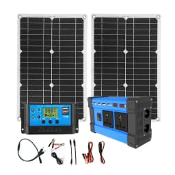 6000W Solar Power Complete Kit 12V To 220V Inverter 30A Controller 2*300W Panel System for Home/RV/Camping Full House Generator