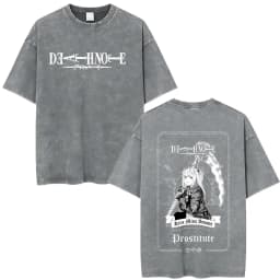 Vintage Washed Anime Death Note Misa Amane Print T Shirts Men Women Clothing Cotton Casual T-shirt Fashion Short Sleeve T-shirts