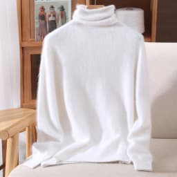 100% Pure Mink Fur Sweater Women's Pullover High Neck Knitted Sweater Autumn Winter New Item Pile Collar Thick Soft Base Sweater
