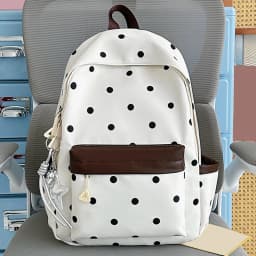 Polka Dot Aesthetic Preppy Backpack Kawaii Sweet Campus Bookbag Travel Casual Daypack for Elementary & Middle Girl Students