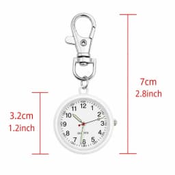 Mini Keychain Pocket Watch Number Dial Quartz Watch Clip‑On Carabiner Fob Watch Portable Timepiece for Medical Staff Students