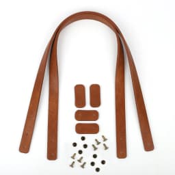 2pcs 60cm Leather Bag Strap with Rivets Women Shoulder Tote Bag Handles for Handbag Replacement Belt Accessories 1.8cm Wide Tan