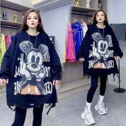 Extra Large 2300 Pounds Hong Kong Style Retro Chic Loose Long Sleeve Hoodie Women's Korean Version Hole Design Trendy Top