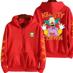 The Simpsons Krusty the Clown Men's Anime Zipper Hoodie Outdoor New Women's Sportswear Autumn/Winter Fashion Couple Cartoon Top