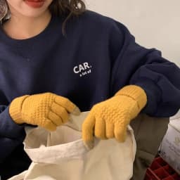 Wool Knitted Gloves Unisex Pineapple Texture Touchscreen Elastic Gloves Winter Warm For Cycling Jacquard Students Gloves