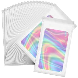 20pcs Zip Lock Bag Laser Plastic Jewelry Storage Bag DIY Earrings Necklace Bracelets Beads Gift Organizer Retail Packaging Pouch