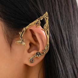 PuRui Popular Gold Color Elf Flower Leaf Ear Clip Cute Jewelry Accessory Fairy Piercing Earrings Wedding Girls Jewelry Gifts New