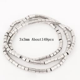 Natural Silver Color Hematite Stone Cylinder Irregular Loose Round Beads For DIY Jewelry Making Bracelet Earring Accessories