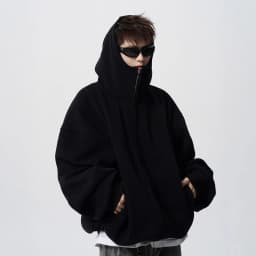 American Deconstruction Hooded Jacket Men's Winter Splicing Sweater High Street Velvet Couple Hoodie