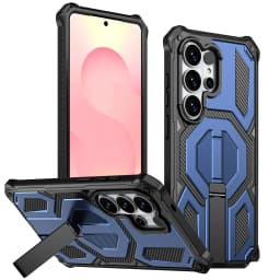 Armor Case For Samsung Galaxy S26 S25 S24 Ultra Plus 25 FE S24FE Coque For Magsafe Wireless Charging Magnetic Metal Stand Cover