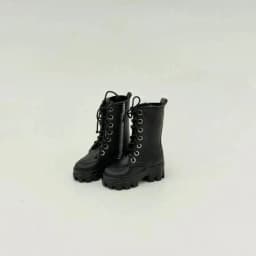 1/12 Doll High Ankle Boots 1 Pair Lace Up Side Zipper Thick Sole Mini Shoes for Doll Hobbyist DIY Dress Up