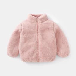 Baby Double Sided Fleece Jacket Spring Autumn Winter Warm Solid Color Versatile Top Inner Outer Wear For Toddler Boys Girls