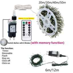6M-75M Green Wire LED String Fairy Cluster Lights Christmas Tree Lights Outdoor Garland New Year Street Home Party Wedding Decor