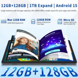 Paitanry Y40 10 Inch Android Tablet PC 12GB (6+6 Virtual RAM)+128GB ROM, Helio G80 Octa‑Core,6000mAh,5+13MP Dual Camera,18W Fast Charging,Dual WiFi for Gaming Reading High-End Tablet