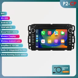 Hizpo 2Din Android 14 Car Multimedia Player Radio for GMC Chevrolet Chevy Yukon Tahoe Suburban Sierra Acadia Automotivo GPS Navi