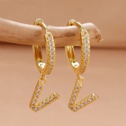 Nidin Hot Sale Initial A-Z Letters Mini Small Hoop Earrings Gold Color Zircon Jewelry Alphabet Fashion Christmas New Year Gift