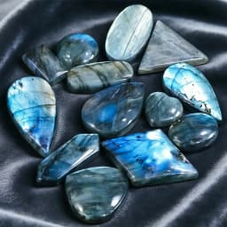 5pcs Bulk Natural Labradorite Cabochon Polished Flatback Stone DIY Making Stone Crafts Oval & Pear and Multiple Geometric Shapes