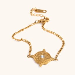 La.Muses Retro Octagonal Star Disc Stainless Steel Bracelet Women's Fashion Waterproof Daily Jewelry Accessories