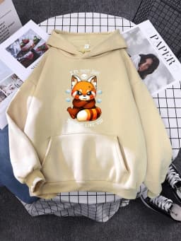 Cute Panda Sleeps Print New Women'S Sweatshirt Warm Vintage Pullover For Woman Fashion Korean Round Neck Hoodie Female