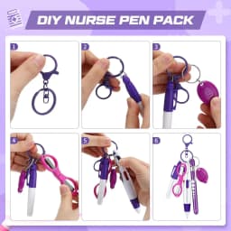 6-in-1 Multifunction Retractable Ball Pen Set Flashlight Foldable Scissors Ballpoint Pen Keychain Nurse Pens Permanent Marker