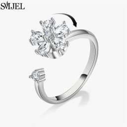 Korean Fashion Daisy Spinner Fidget Ring Multiple Style Sunflower Rose Snowflake Rotate Freely Anti Stress Anxiety Rings Wedding