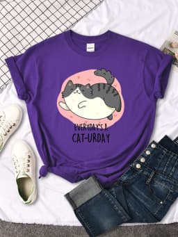 Chubby Little Gray Cat Cute Print T-Shirt Woman Kawaii Cartoon Blouses Women Fashion oversize Harajuku Shirt Funny Girl T Shirts
