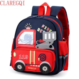 3-6 Year toddler backpack The babys shoulders preschool backpack Childrensfavorite fire truck cartoon style toddler backpack boy