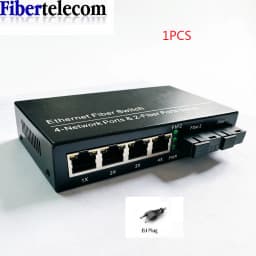 Gigabit Ethernet Switch Fiber Optical Media Converter 4 RJ45 2 10/100/1000M UTP 2F4E Port