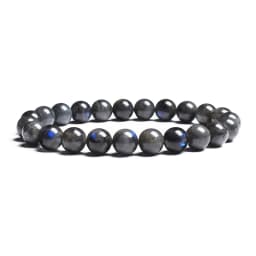 Natural Grey Labradorite Bracelets Flash Smooth Spectrolite Moonstone Round Elastic Beads Bracelet Genuine Natural Stone Jewelry