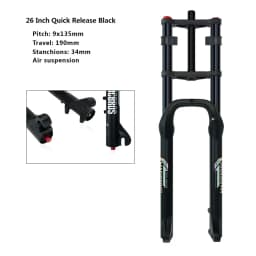 20x4.0 26*4.0 MTB Dual Motor Air Suspension Fork QR 9*135mm 15*135mm Beach Snow Motorcycle Electric E Bike Double Crown Air Fork